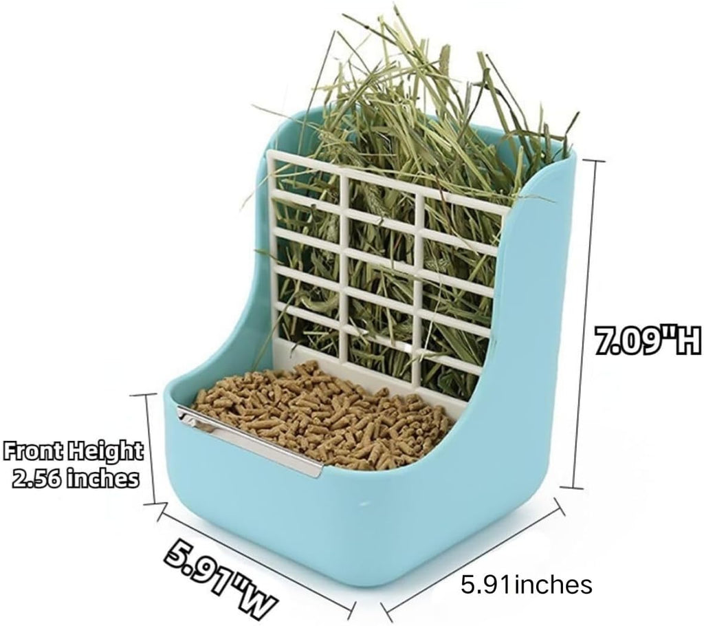 2 in 1 Food Hay Feeder for Guinea Pig, Rabbit Feeder, Indoor Hay Feeder for Guinea Pig, Rabbit, Chinchilla, Feed Bowls Use for Grass & Food (Pink)
