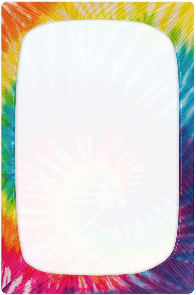Tie Dye Rainbow Crib Sheets Soft Breathable Fitted Baby Crib Sheets Mattress Cover for Girl Boys, 52" x 28" x 9"