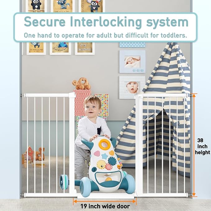 Fairy Baby 38" Extra Tall Baby Gate, 65.4"-70.8" Extra Wide Long Pet Gate - Image 6