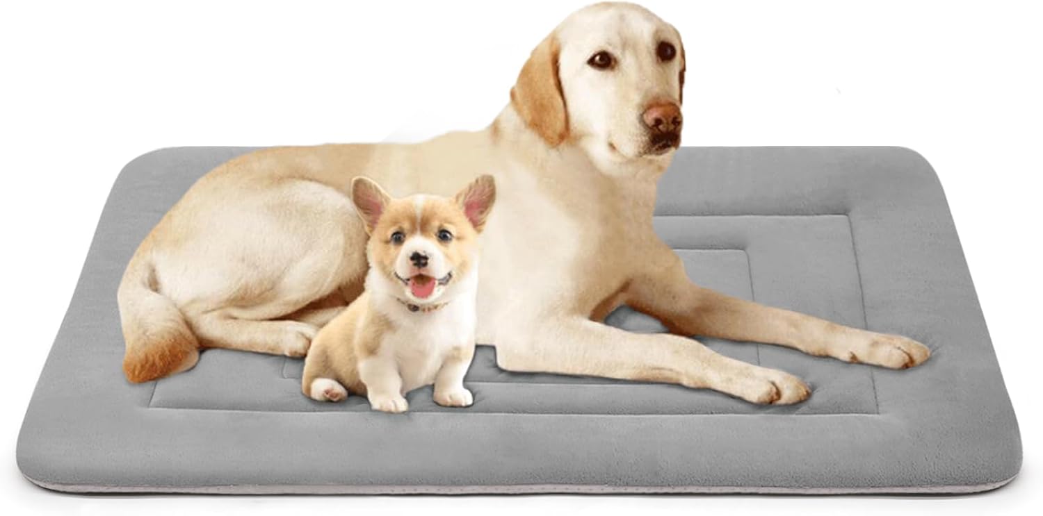 JoicyCo Soft Dog Crate Bed Pad Mat, 48 in Non-Slip Bottom Washable for Extra Large Dogs, Pet Mattress Kennel Pad, Clay Gray