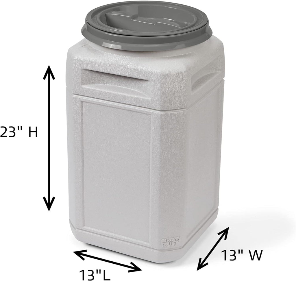 Mighty Tuff 13 Gallon, 54 Lbs Capacity, BPA-Free Pet Food Storage Container with Rolling Dolly on Wheels and Perfect Portion Scoop, Mobile Solution for Air-Tight Pet Food Storage
