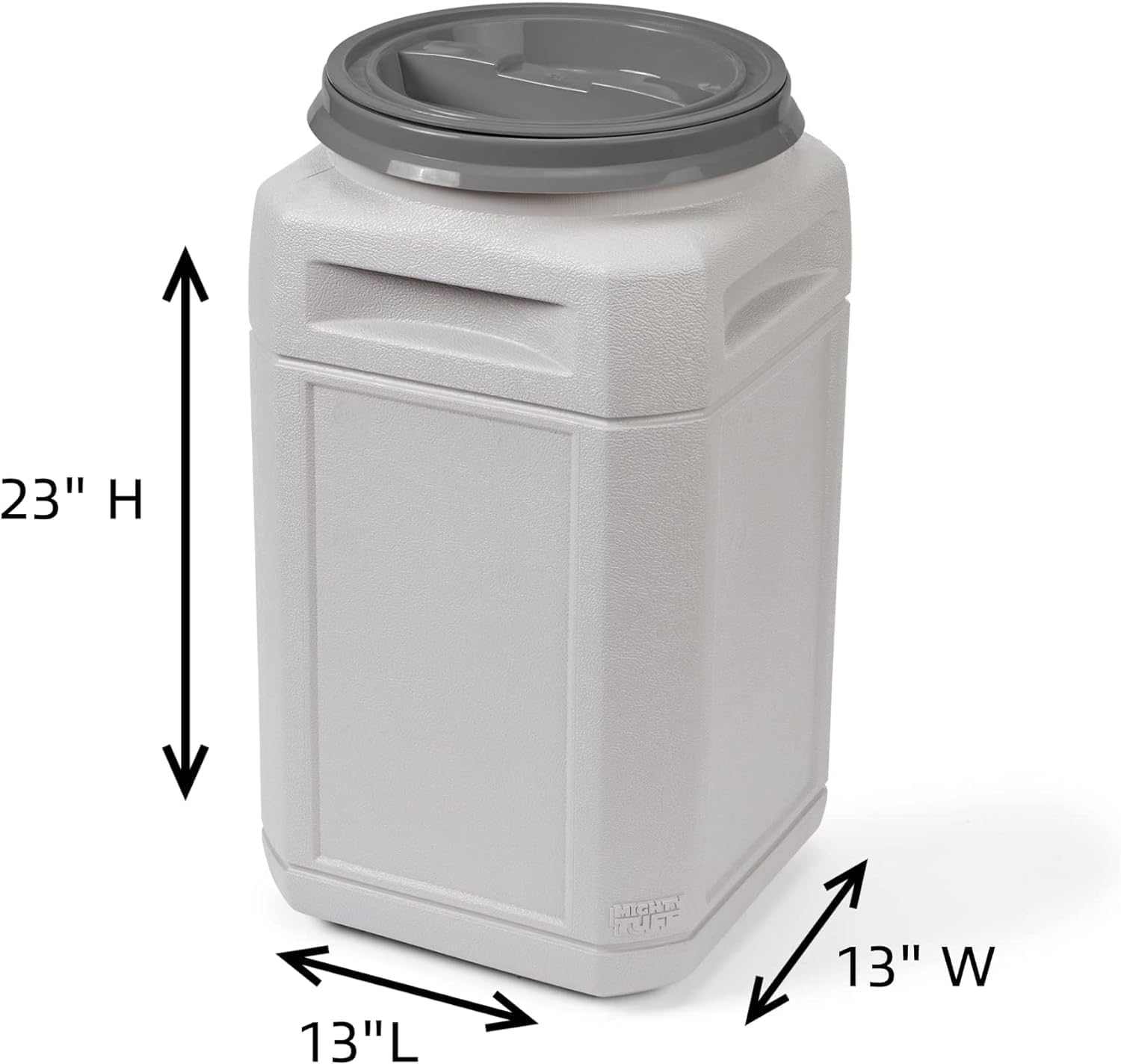 Mighty Tuff 13 Gallon, 54 Lbs Capacity, BPA-Free Pet Food Storage Container with Rolling Dolly on Wheels and Perfect Portion Scoop, Mobile Solution for Air-Tight Pet Food Storage
