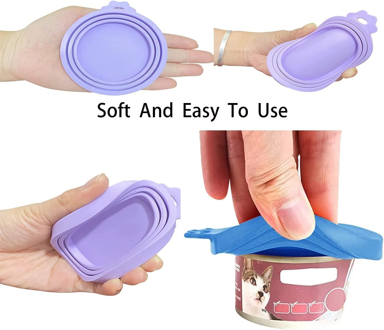 8 pack Silicone Pet Food Can Lids for 3 Standard Size Food Cans for Pet Food Cans or Canned Goods, Multicolor