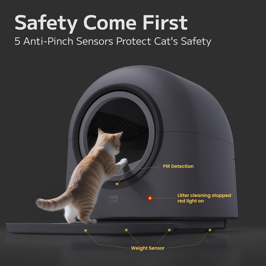 L1 Self-Cleaning Litter Box Automatic Electronic Hands-Free Smart Robot self Cleaning Litter Box - Safe Anti-Pinch,with Deodorizer and Liner and Litter Mat for Multiple Cats