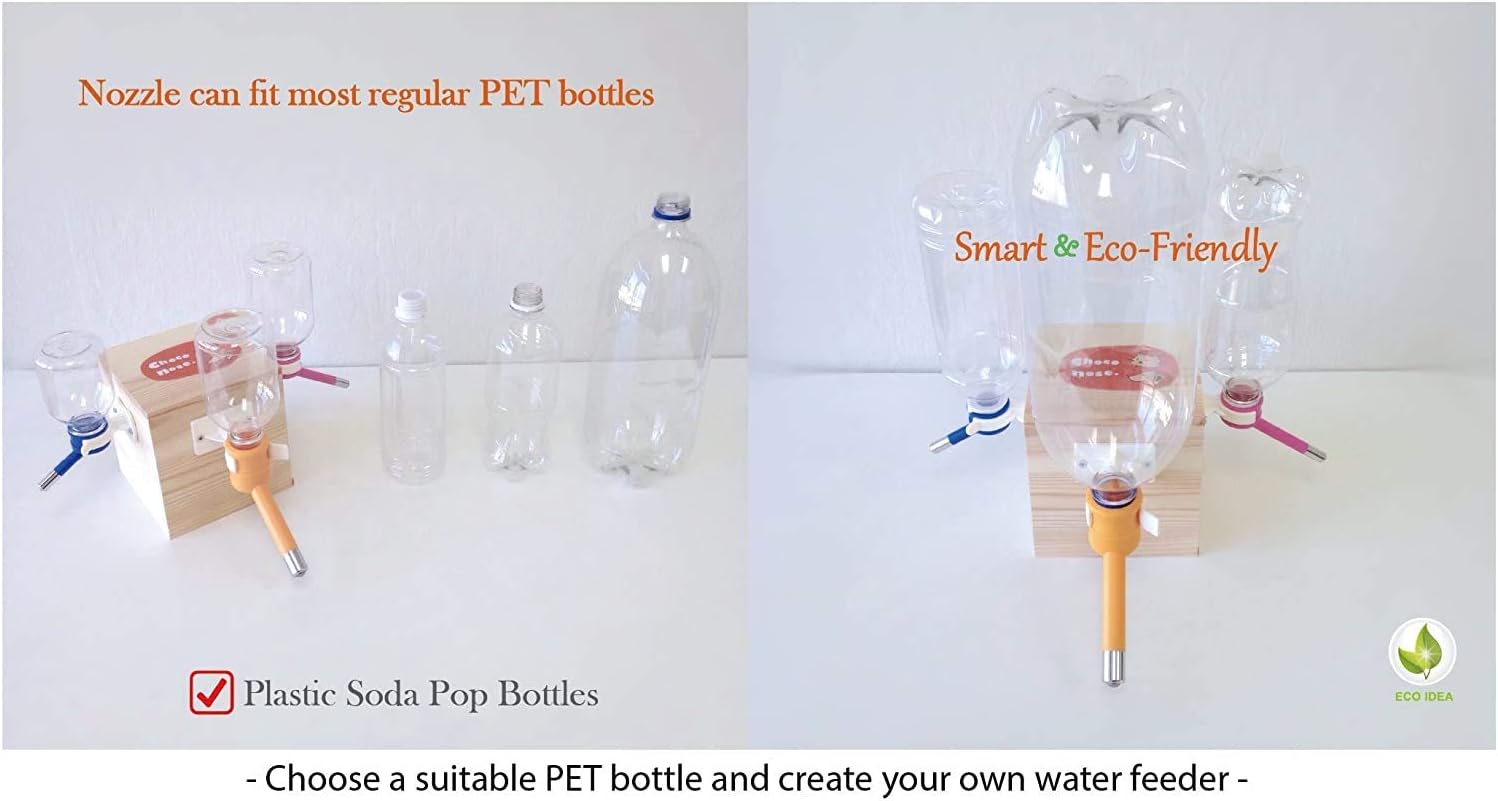 Choco Nose Patented No-Drip Water Bottle/Feeder for Puppies/Toy-Small Breed Dogs/Rabbits/Cats/Chinchillas and Other Small Pets and Animals - for Cages or Crates 10.2 oz. Nozzle 13mm, Aqua (C528)