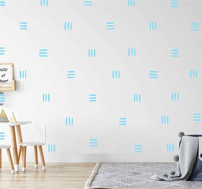 120pcs Modern Line Wall Stickers Boho Nursery Kids Living Room Scandinavian Home Décor Self-Adhesive Murals Vinyo DIY Gift YT5037 (Blue)
