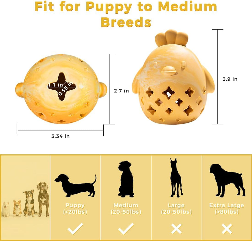 MewaJump Treat Dispenser Dog Toy Puzzle Rubber Chew Toys Treat Food Dispensing Toys for Teeth Cleaning Ball Interactive Enrichment Toys for Puppy, Small, Medium, Large Breeds - Not for Heavy Chewer
