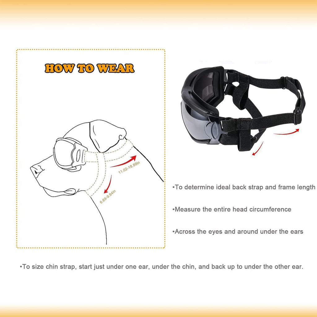 NVTED Dog Sunglasses Dog Goggles, UV Protection Wind Dust Fog Protection Pet Glasses Eye Wear Protect with Adjustable Strap for Medium or Large Dogs (Pack of 2)