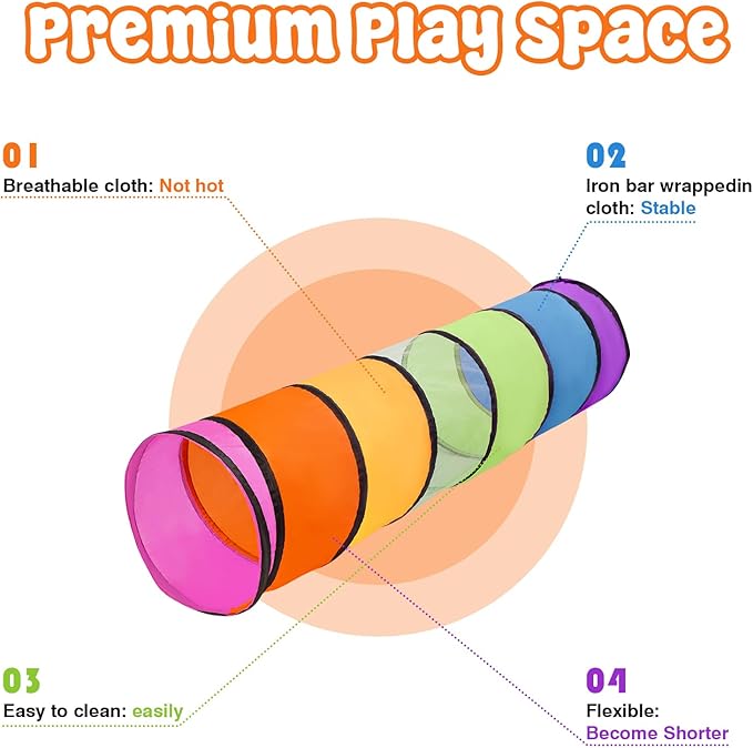2 Pack Kids Play Tunnel, Pop Up Crawl Through Tunnel Play Tent - Image 2