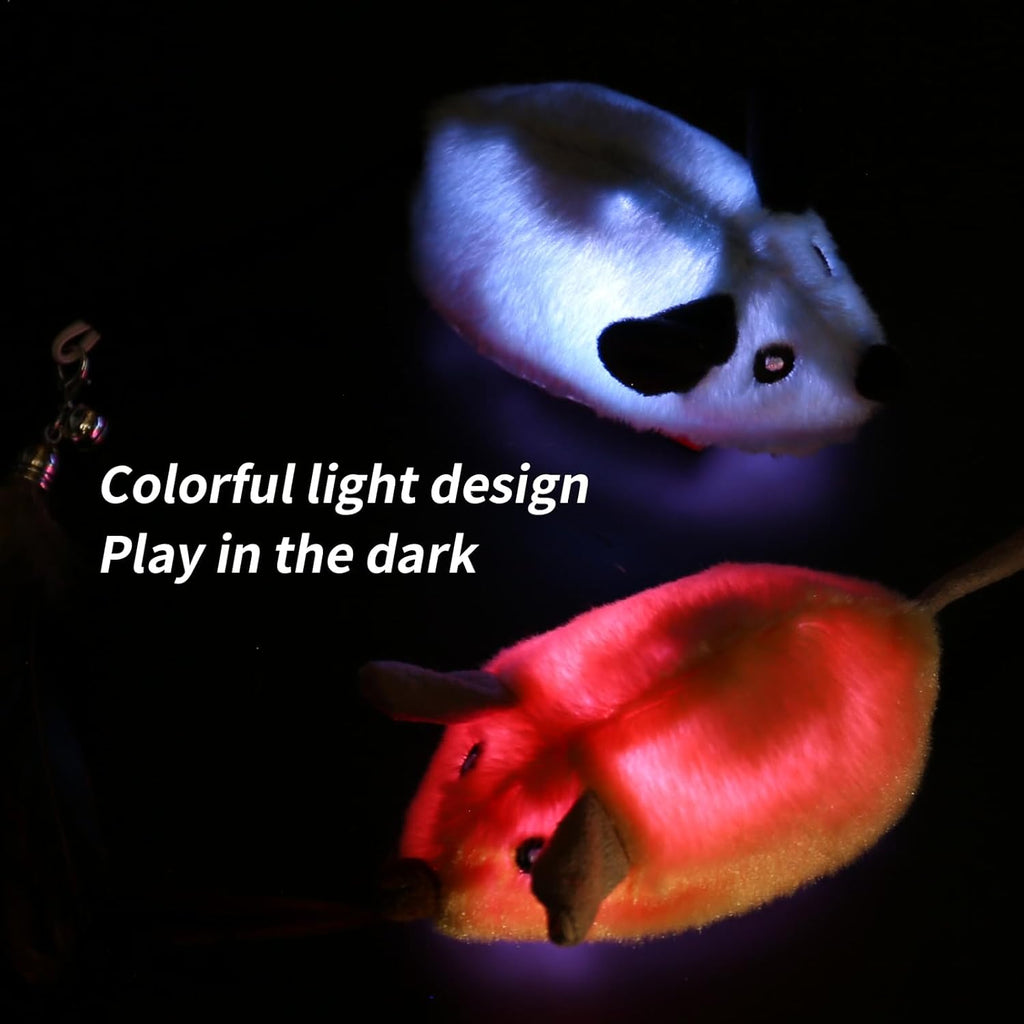 Interactive Cat Toys Mouse for Indoor Cats Rechargeable Cat Toy Mouse Toy Feather Bell Tail Lifelike Electric Automatic for All Breeds Boredom Exercise-Yellow
