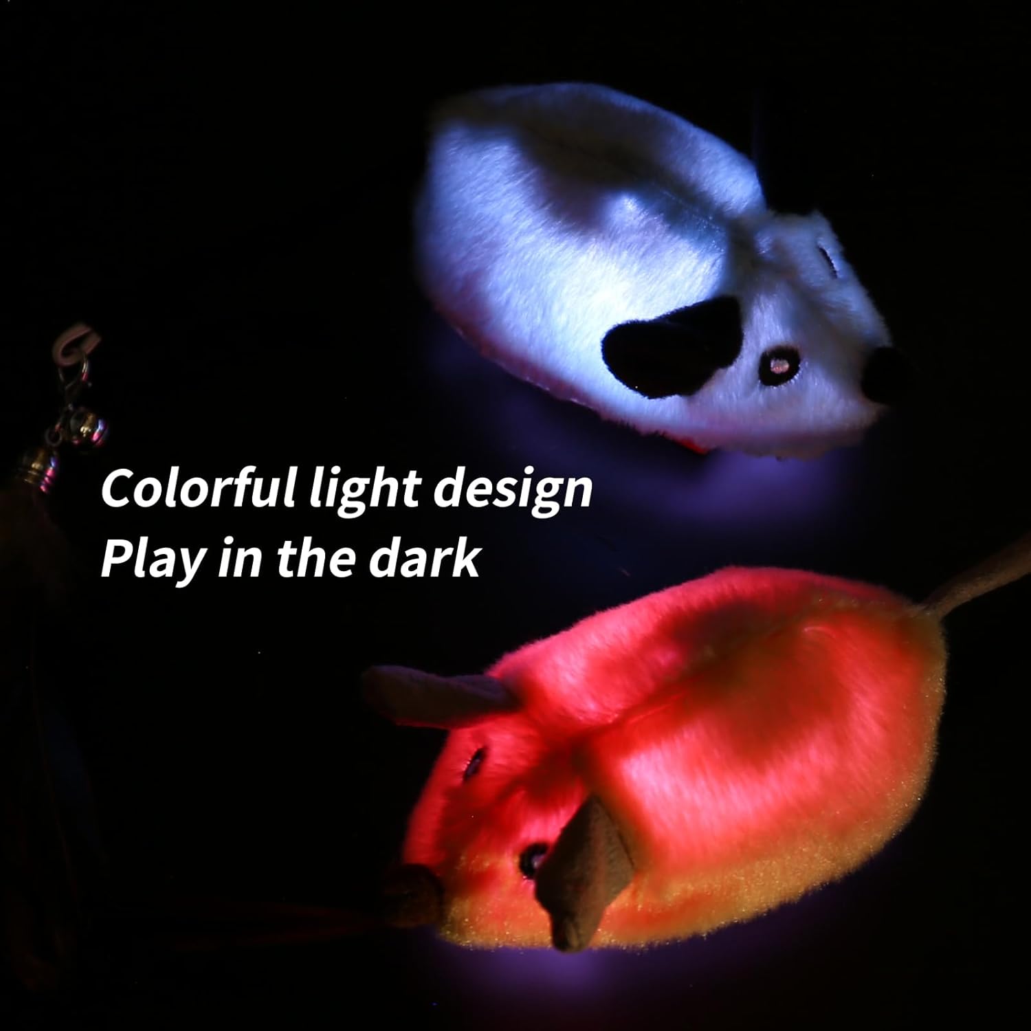 Interactive Cat Toys Mouse for Indoor Cats Rechargeable Cat Toy Mouse Toy Feather Bell Tail Lifelike Electric Automatic for All Breeds Boredom Exercise-Yellow