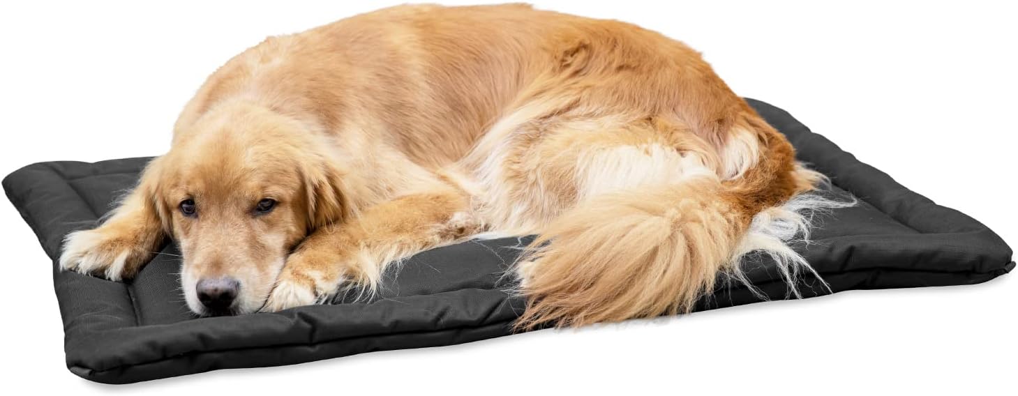 K9 Ballistics Tough Ripstop Dog Crate Pad - Durable & Machine Washable with Non-Skid Bottom and 120-Day Warranty, Fits 42" Wire Crates - Large, Obsidian Black