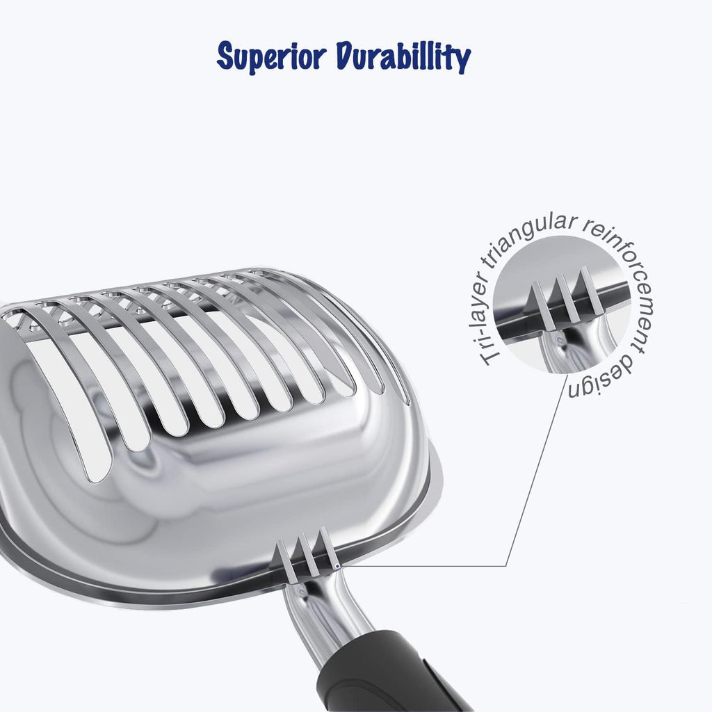 WePet Cat Litter Scoop, Aluminum Alloy Sifter, Kitty Metal Scooper, Deep Shovel, Long Handle, Poop Sifting, Kitten Pooper Lifter, Durable, Heavy Duty, for Litter Box