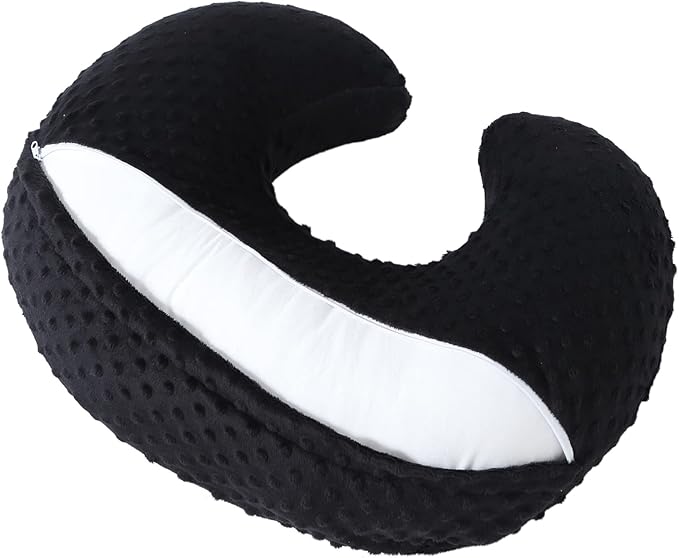 Nursing Pillow and Positioner Breastfeeding and Bottle Feeding, Propping Baby, Tummy Time, Sitting Support for Baby Boy and Baby Girl, with Removable Dots Cover (Black)