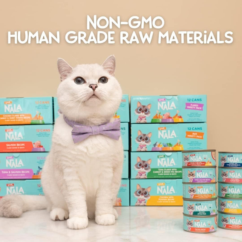 LOVE, NALA Grain-Free Wet Cat Food Pâté – 24 Pack – Natural Chicken & Fish Variety in Broth – Premium Whole Meat - Grain Free - Non GMO - Wet Food for Adult Cats