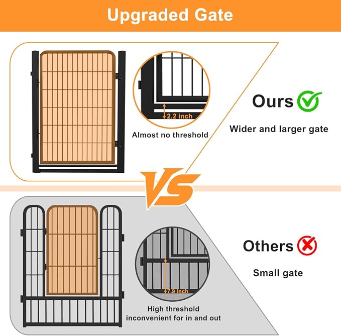 Wide Gate Dog Fence Outdoor Pens Outside, Portable Dog Play Pen 40" H 30 Panels - Image 2