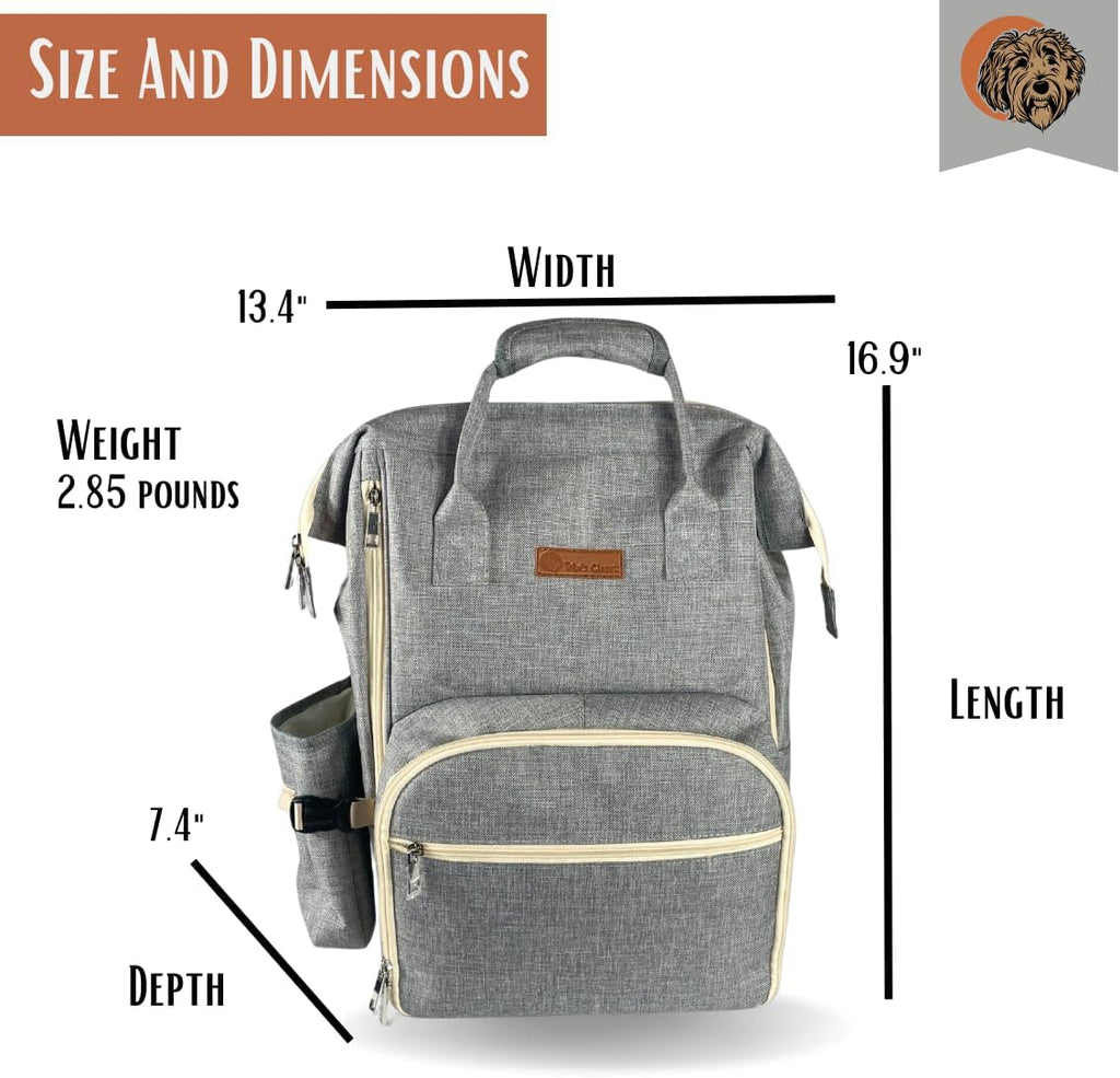 Tito's Closet Dog Travel Bag Includes Dog Travel Accessories 2-Pack Dog Travel Bowl, 2 Dog Food Containers, Dog Treat Bag (Gray), DB2024