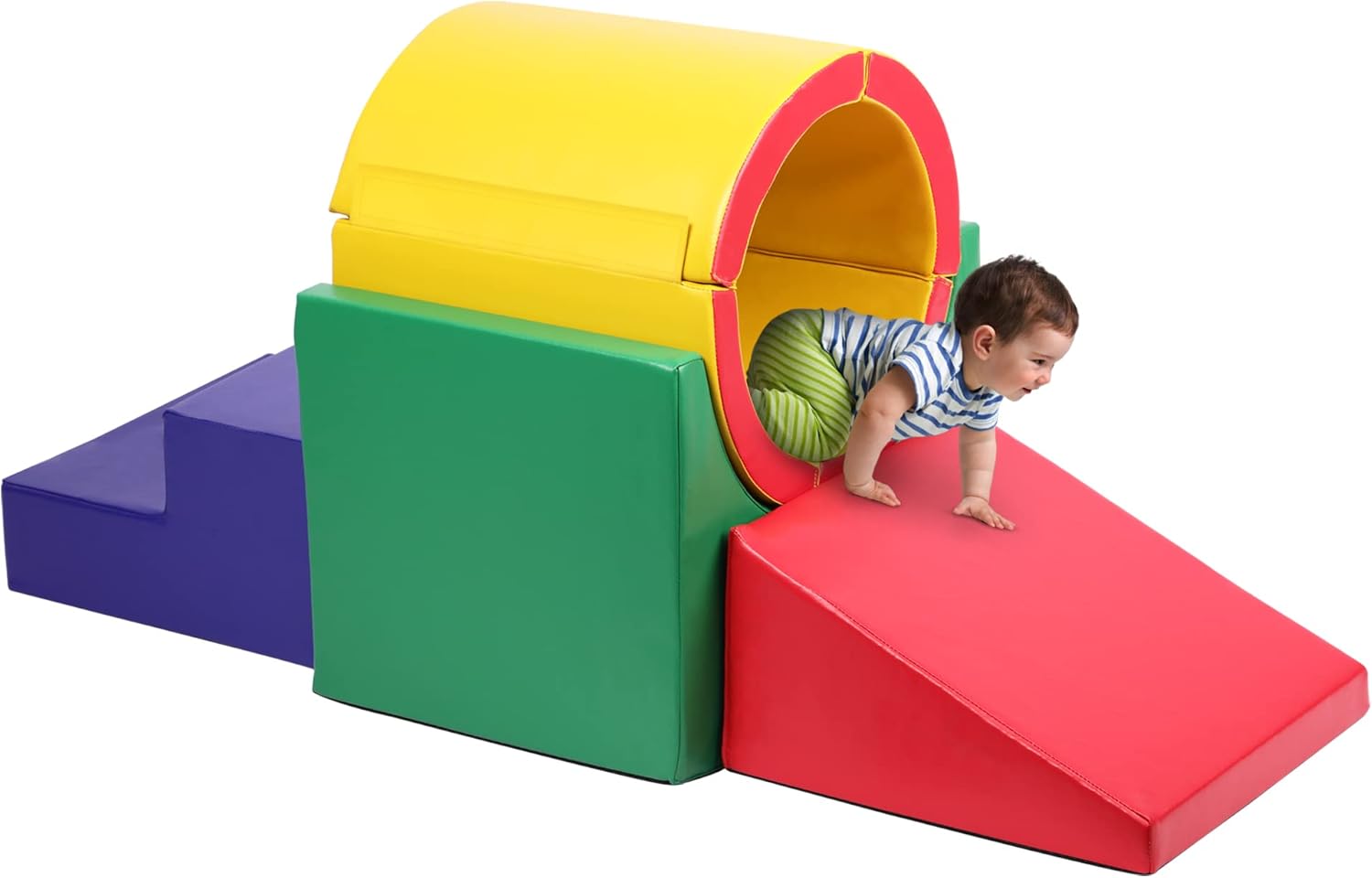 Tunnel/Ramps Foam Climber, Climb & Crawl Foam Activity Play Set for Toddlers and Kids, Safe Indoor Crawling Gym Equipment for,Infant,Baby Waterproof Easy to Clean