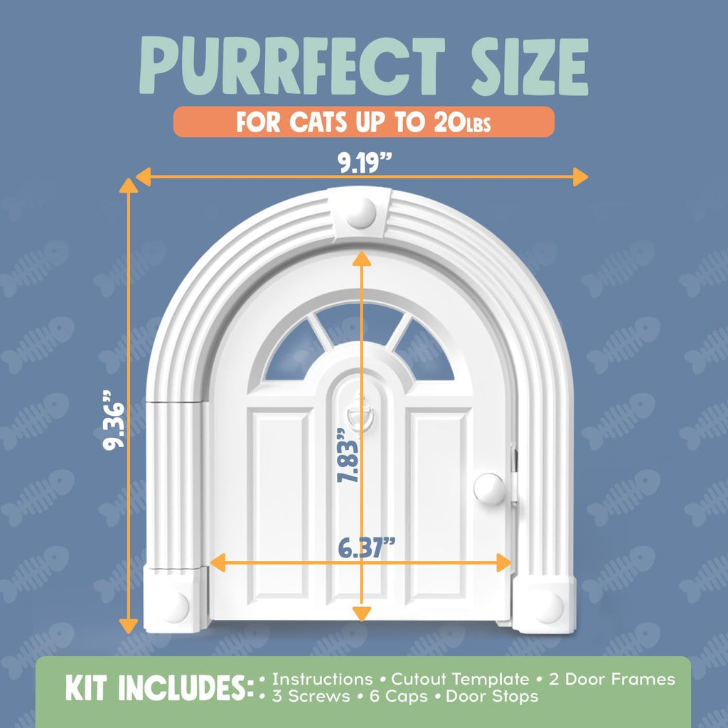 Meow Manor® Cat Door Interior Door - No-Flap, Interior Cat Door for Cats Up to 20 lbs, Easy DIY Setup, Secured Installation in Minutes, No Training Needed…