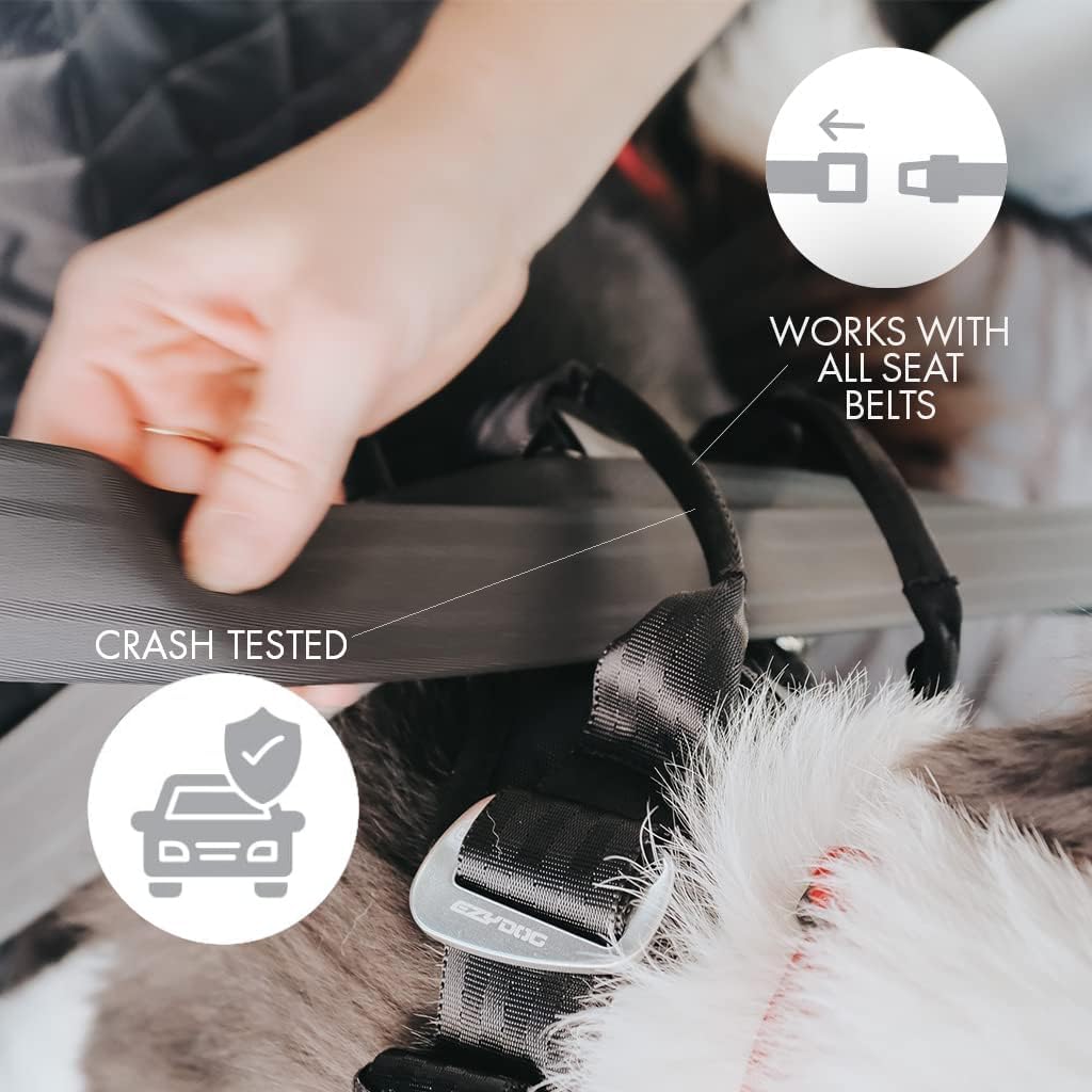 Ezydog Drive Dog Car Harness – Crash Tested and Certified (US-FMVSS 213) Dog Seat Belt Harness for Safe Travel, Adjustable with Padded Comfort (Medium)