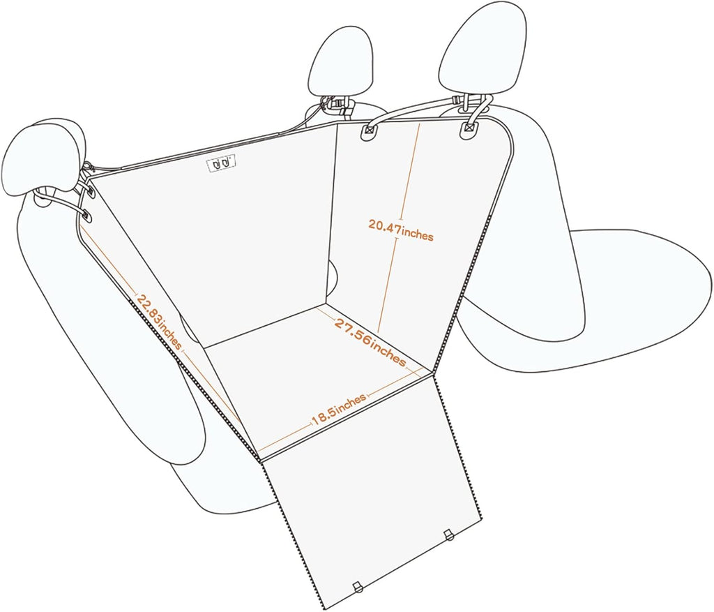 njnj Dog Car Seat Cover for Back Seat - Waterproof Dog Half Hammock for Cars,Scratchproof Pet Backseat Protector,Perdurable,Non-Slip Booster Seat for Small,Medium and Large Dogs