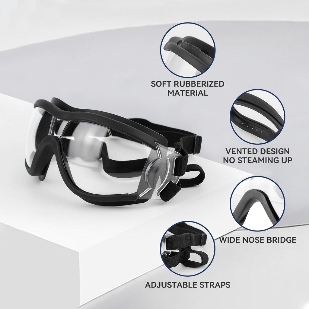 Pack of 2 Dog Goggles Dog Sunglasses for Medium to Large Breed Anti-UV Eye Protection with Adjustable Straps- Silver & Transparent