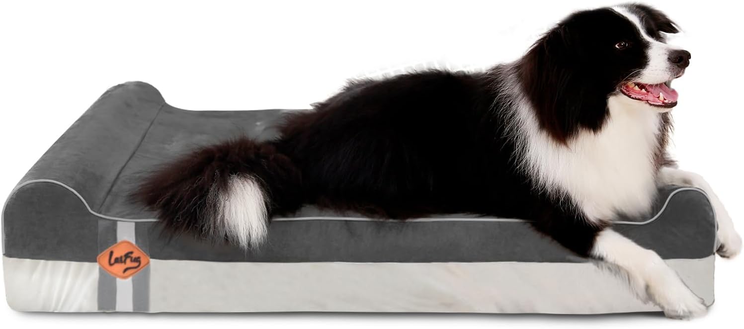 Laifug Orthopedic Memory Foam Extra Large Dog Bed Pillow (50"x36"x10", Grey) Durable Waterproof Lining and Removable Washable Cover and Smart Design