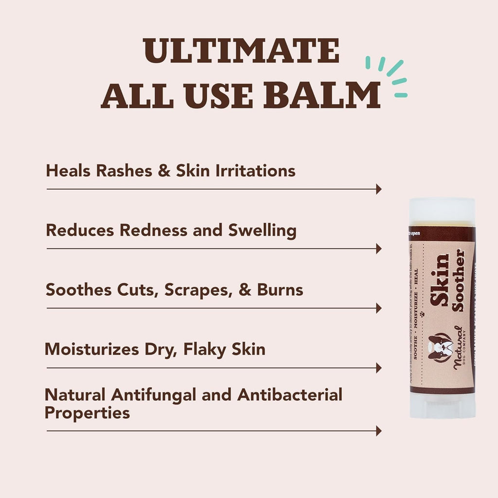 Natural Dog Company Skin Soother, 4 Pack, Allergy and Itch Relief for Dogs, Dog Moisturizer for Dry Skin, Dog Lotion, Ultimate Healing Balm, Dog Rash Cream, Travel Stick 0.15 oz X 4