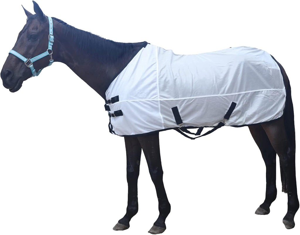 Comfy Mesh Horse Fly Sheet Equine Summer Sheets Stand Neck White 78