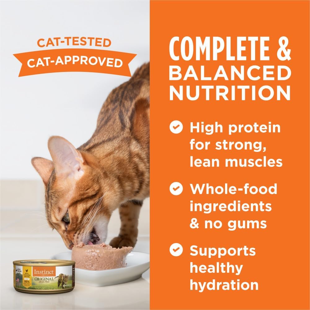 Instinct Original Pate Wet Cat Food, Grain Free Recipe - Variety Pack, 5.5 oz. Cans (Pack of 12)