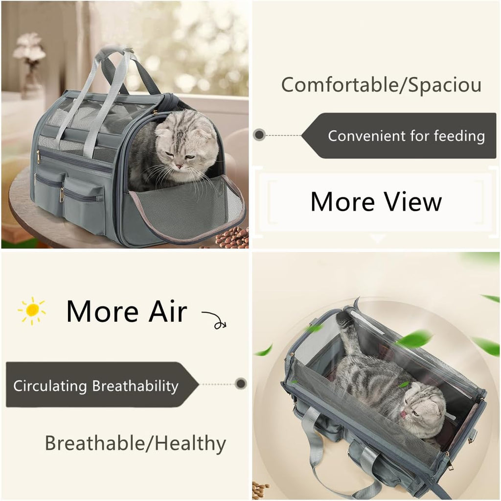 Cat Carrier Bag,Soft Sided Ventilated Pet Carrier for Small Dog Airline Approved Travel Puppy Carrier with Breathable Mesh, Foldable Portable for Outdoor Car
