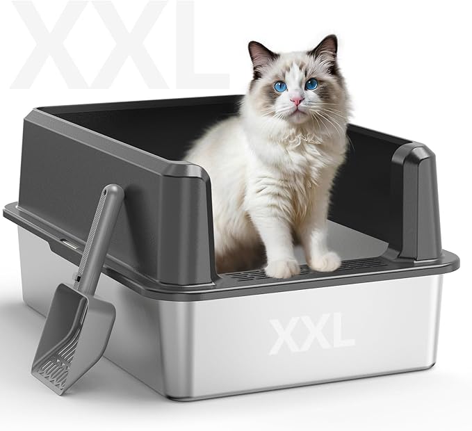WoofiGo Enclosed Stainless Steel Cat Litter Box by CatLitterBox