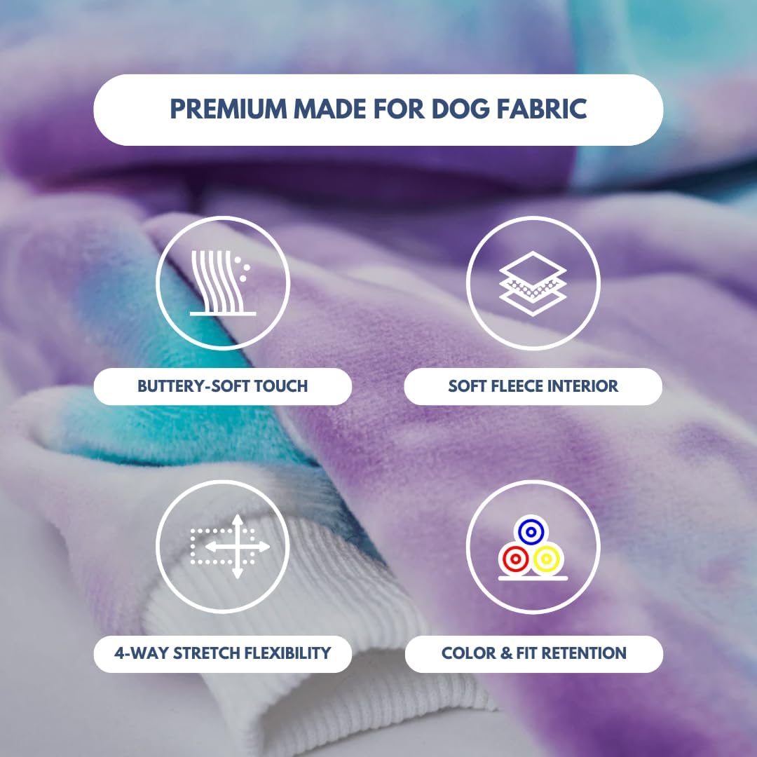 Spark Paws Dog Hoodie – Premium Dog Sweater for Small, Medium, and Large Dogs | Warm Outfits for French Bulldogs, Pitbull, Puppy, Winter Jacket Alternative - 90s Retro Sky Dye - 3XL
