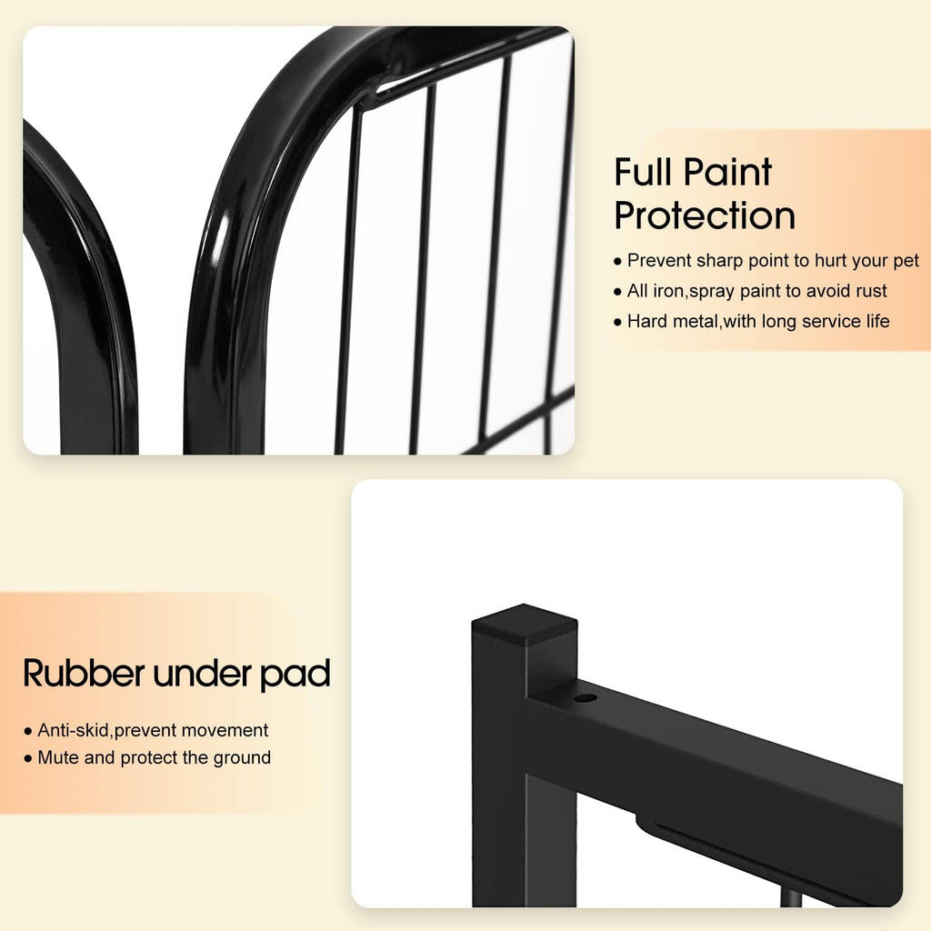 BestPet Dog Playpen Indoor 24 inch 8 Panels Metal Dog Pen Pet Dog Fence Outdoor Exercise Pen with Doors,Pet Puppy Playpen for RV Camping Yard, Black