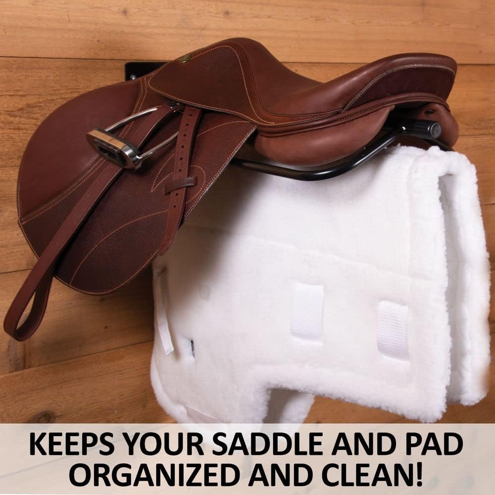Saddle Rack with Pad Bar for Horse Enthusiast | Heavy-Duty Saddle Rack Wall Mount | Western & English Saddle Rack | Keeps Tack Organized
