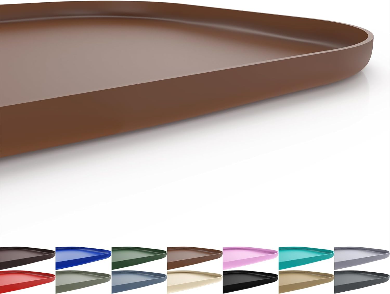 Silicone Pet Feeding Mat with Raised Edge for Food and Water, Dog Bowl Mats, Cat Bowls Placemat with High Lip for Floor Waterproof, Rubber Tray for Cats and Dogs 24 x 16 x0.8 Brown