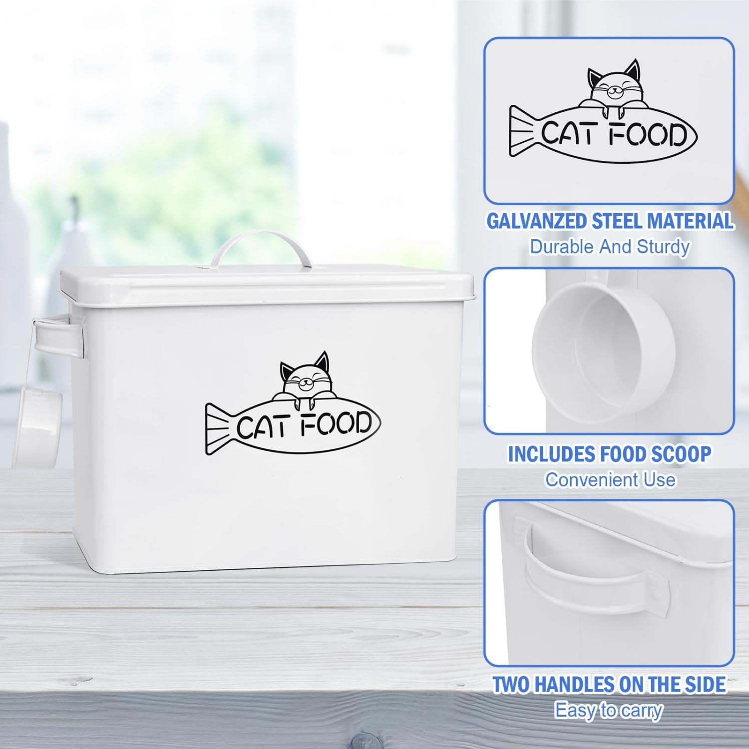 Large Dog and Cat Food Storage Container, Farmhouse Pet Food Storage Containers with Lid and Dry Food Scoop, Durable Airtight Cat Food Container, Great Gift for Pet Owners