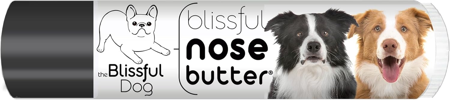 The Blissful Dog Border Collie Nose Butter for Dry, Cracked Skin, Lick-Safe Dog Nose Balm with Moisturizing Shea Butter, Almond, Olive, and Essential Oils, Pet Supplies, Uncented, 0.15 oz.