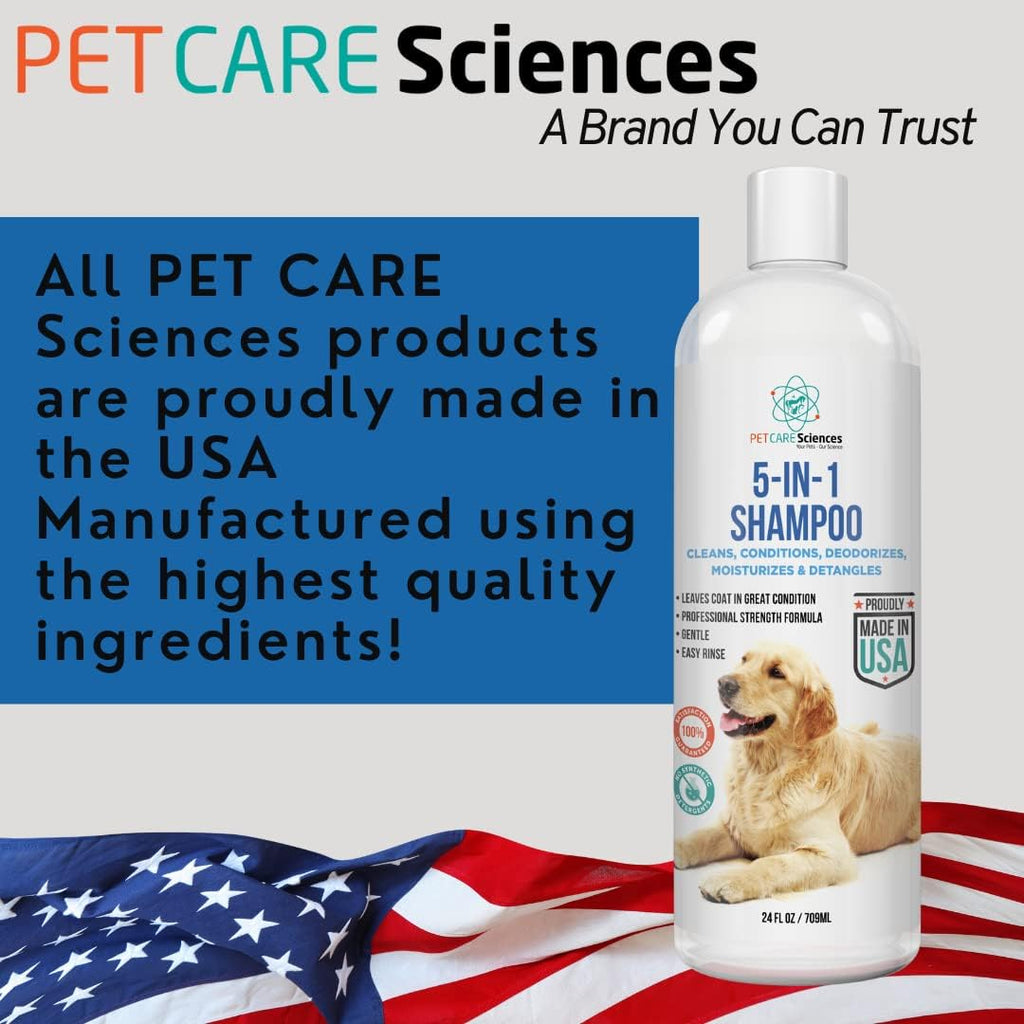 16 floz 5 in 1 Dog Shampoo for Itchy Skin - Sensitive Skin Dog Shampoo for Smelly Dogs - Dog Shampoos & Conditioners - Made in The USA