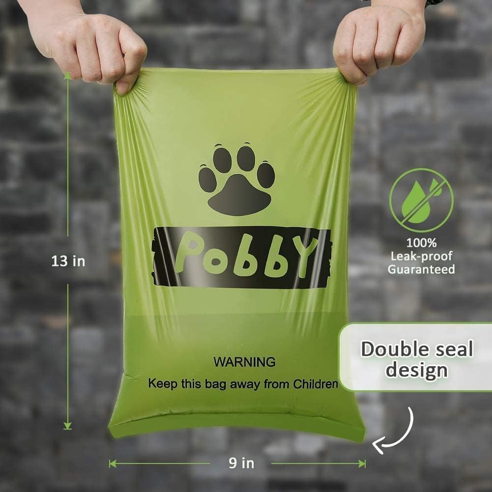 Poop Bags for Dogs, 225 Count Dog Bags for Poop, Unscented 15 Refill Rolls, 9" X 13" Thick Doggy Bag by PobbY