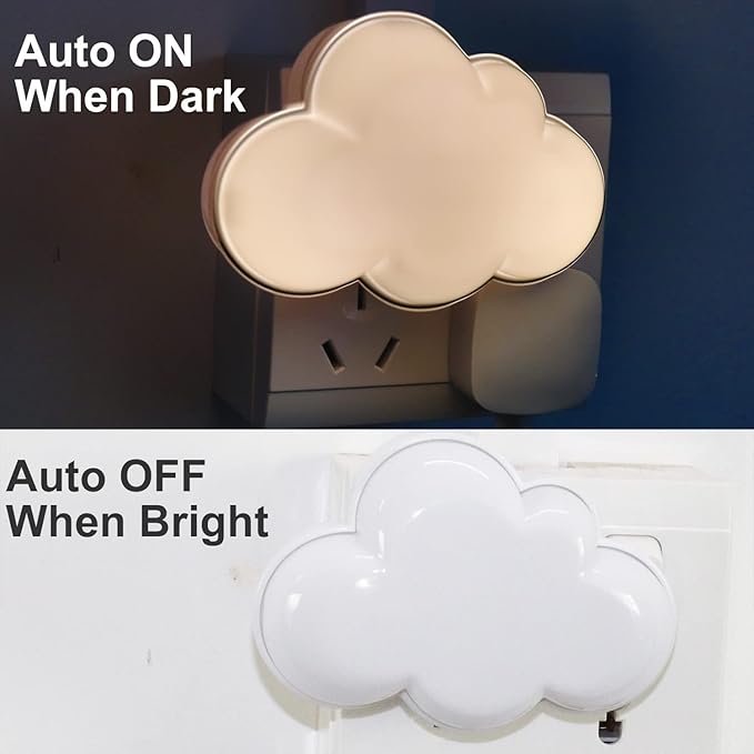 AUSAYE 2 Pack LED Night Light Plug in Lamp Cloud Night Light Mini Pretty Night Lights for Adults Kids NightLight White