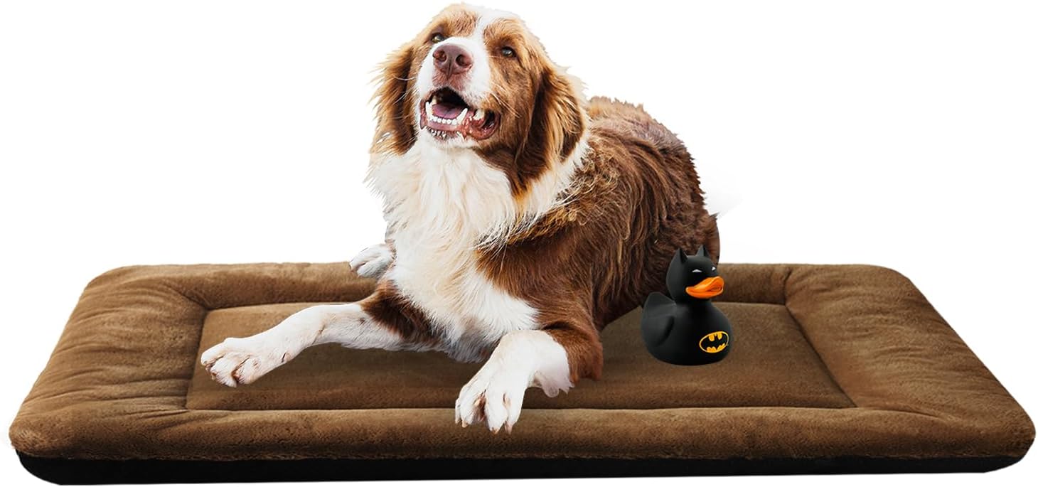 Dog Beds Crate Pad for Dogs Ultra Soft Dog Crate Bed Washable & Anti-Slip Kennel Pad for Dogs Cozy Sleeping Mat (48inch, Brown)