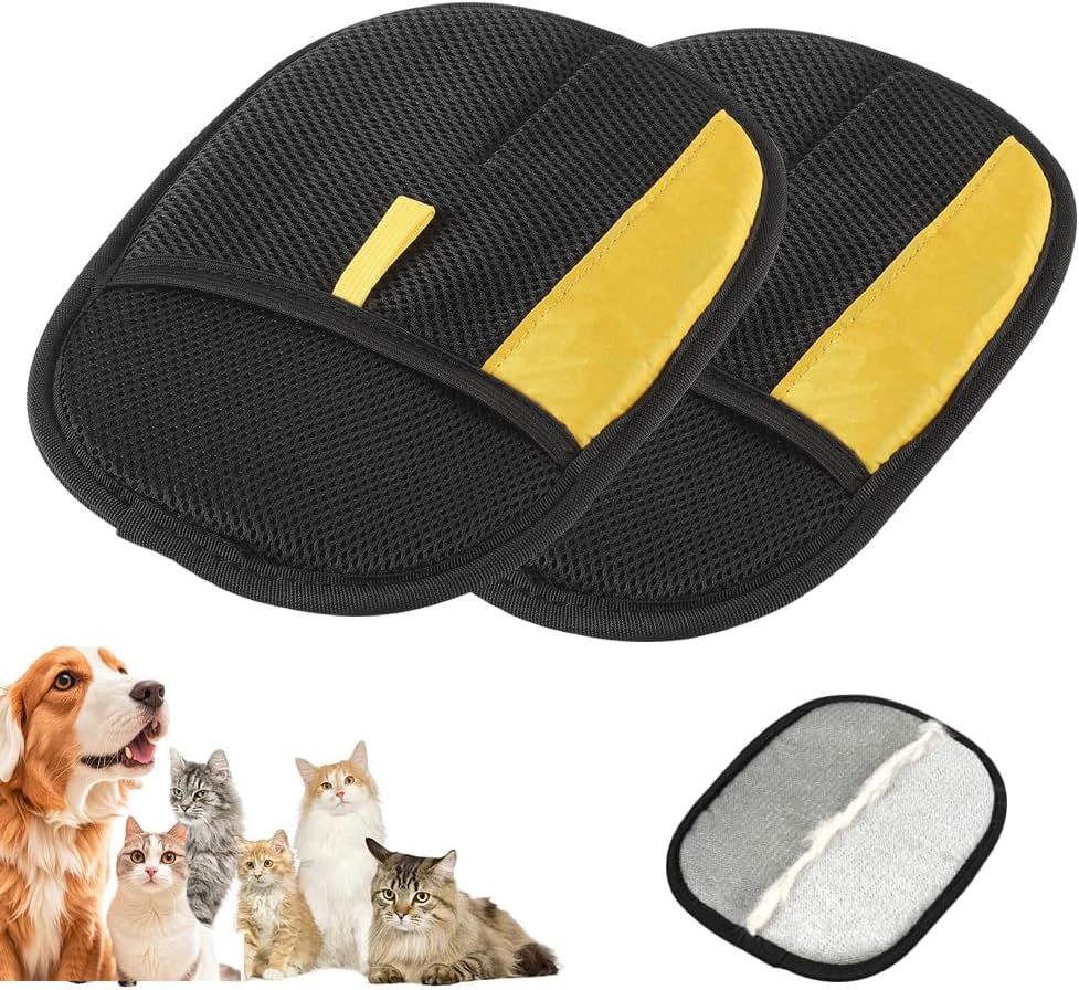Pet Hair Removal Glove for Cats & Dogs, 2025 New Pet Hair Remover Electrostatic Gloves Pet Hair Remover Glove for Couch, Furniture, Carpet, Curtain, Washable Reusable Animal Fur Removal Tool (2PCS)