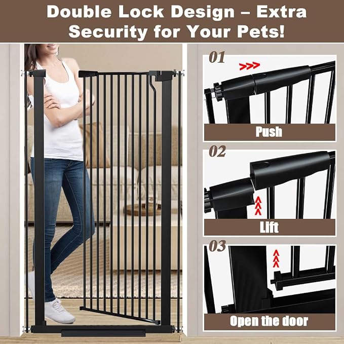 Fairy Baby 51.18" Extra Tall Pet Cat Gate, 48.5"-56.2" Extra Wide Baby Gate - Image 4