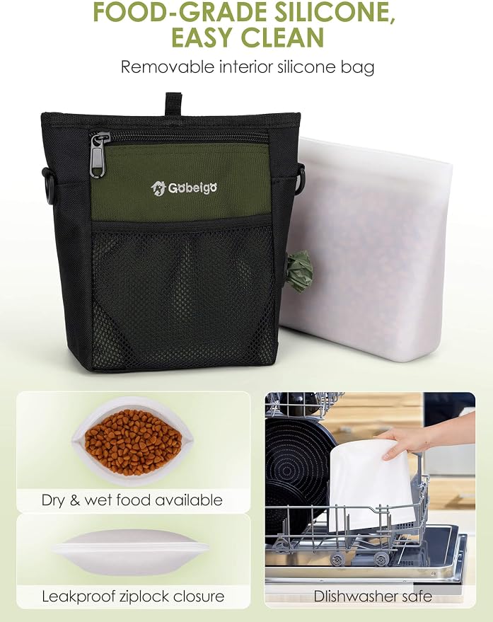 Gobeigo Dog Treat Pouch, Magnetic Closure & Sealable Silicone Bag Insert - Image 2