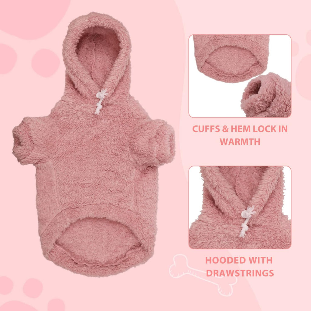 Fuzzy Dog Sweaters for Large Dogs Pet Hoodie Clothes Warm Soft Pet Coats Hooded Sweatshirt Dog Sweaters for Extra Large Dogs(Pink-XXL)