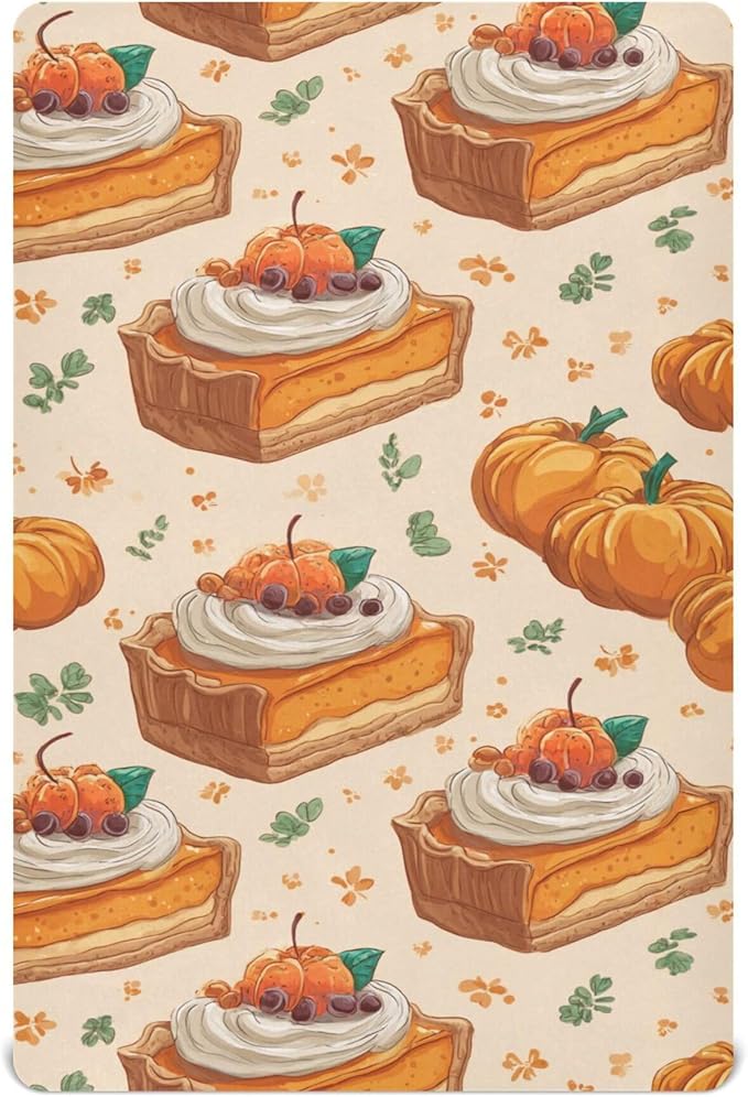 Thanksgiving Fall Pumpkins Pies Crib Sheets Soft Breathable Fitted Baby Crib Sheets Mattress Cover for Girls Boys, 52" x 28" x 9"