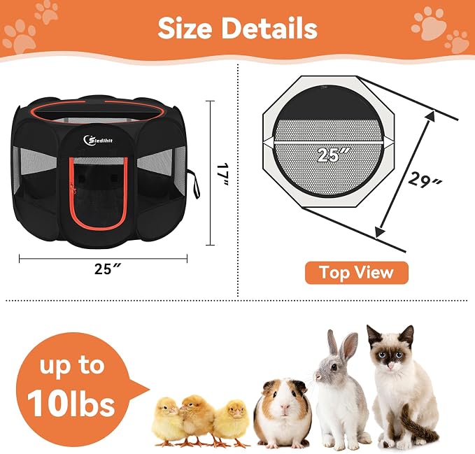 Siedihit Black Dog Cat Playpen, Puppy Pet Playpen Indoor - Image 3