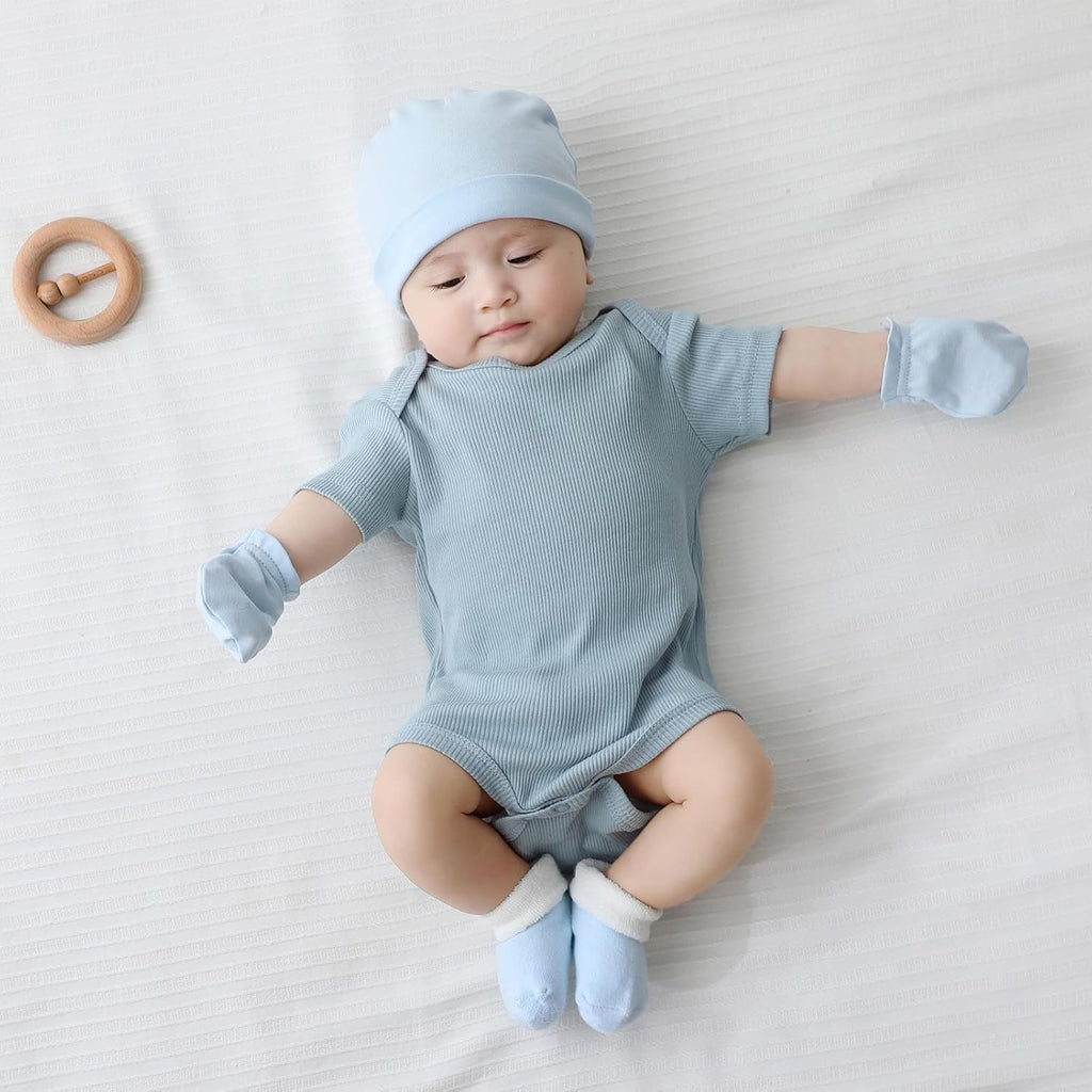 Newborn Baby Short Sleeve Bodysuit Cotton One-Piece Baby Clothes 5-Pack, 0-12 Months