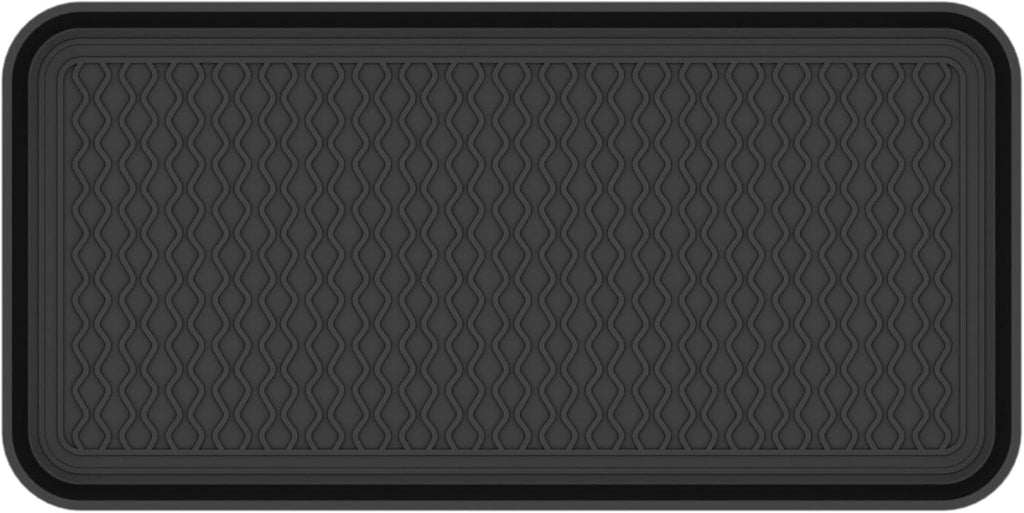 Ottomanson 15” x 30” Multi-Purpose Boot Tray - Waterproof Mat for Shoes, Pet Food, Litter Box, Painting & Planting - 1.2” Raised Edge for Spill Protection